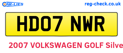 HD07NWR are the vehicle registration plates.