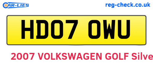 HD07OWU are the vehicle registration plates.