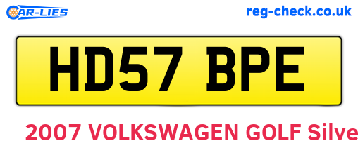 HD57BPE are the vehicle registration plates.