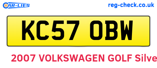 KC57OBW are the vehicle registration plates.
