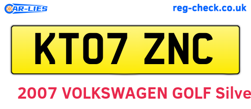 KT07ZNC are the vehicle registration plates.