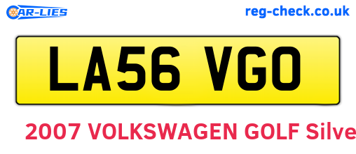 LA56VGO are the vehicle registration plates.