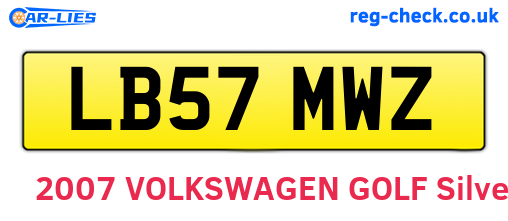 LB57MWZ are the vehicle registration plates.