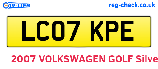 LC07KPE are the vehicle registration plates.