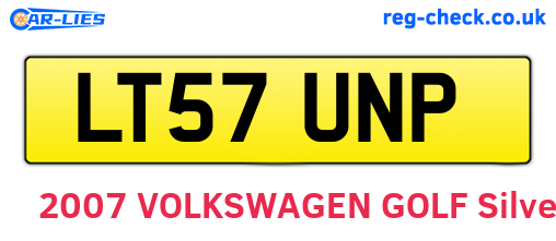 LT57UNP are the vehicle registration plates.