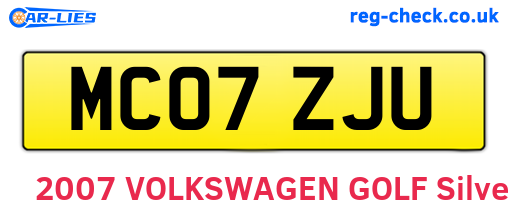MC07ZJU are the vehicle registration plates.