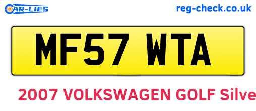 MF57WTA are the vehicle registration plates.