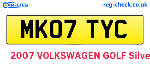 MK07TYC are the vehicle registration plates.