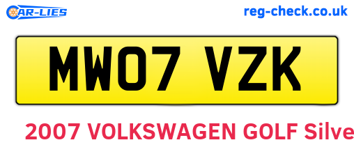 MW07VZK are the vehicle registration plates.