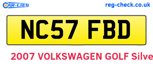 NC57FBD are the vehicle registration plates.