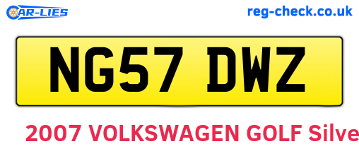 NG57DWZ are the vehicle registration plates.