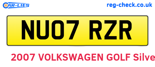 NU07RZR are the vehicle registration plates.