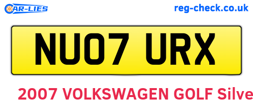 NU07URX are the vehicle registration plates.