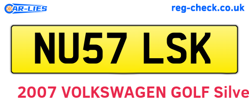 NU57LSK are the vehicle registration plates.