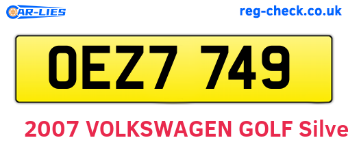 OEZ7749 are the vehicle registration plates.