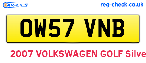 OW57VNB are the vehicle registration plates.