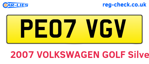 PE07VGV are the vehicle registration plates.