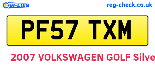 PF57TXM are the vehicle registration plates.