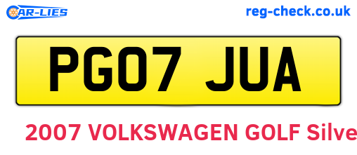 PG07JUA are the vehicle registration plates.