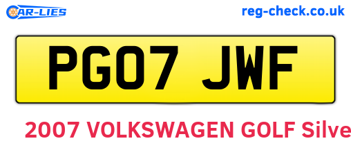 PG07JWF are the vehicle registration plates.