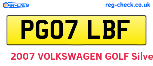 PG07LBF are the vehicle registration plates.
