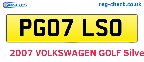 PG07LSO are the vehicle registration plates.