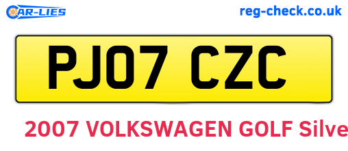 PJ07CZC are the vehicle registration plates.