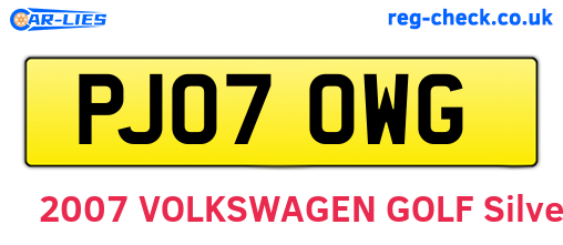 PJ07OWG are the vehicle registration plates.