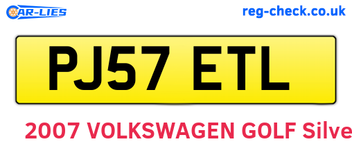 PJ57ETL are the vehicle registration plates.