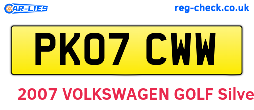PK07CWW are the vehicle registration plates.