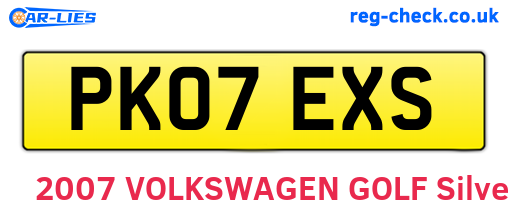PK07EXS are the vehicle registration plates.