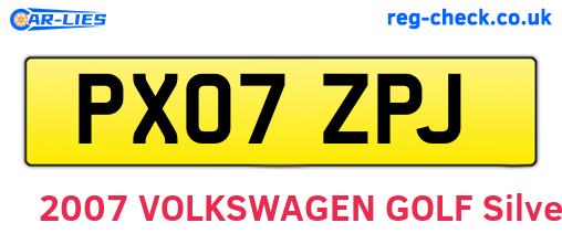PX07ZPJ are the vehicle registration plates.