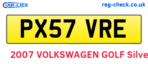 PX57VRE are the vehicle registration plates.