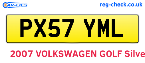 PX57YML are the vehicle registration plates.