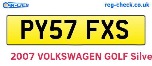 PY57FXS are the vehicle registration plates.
