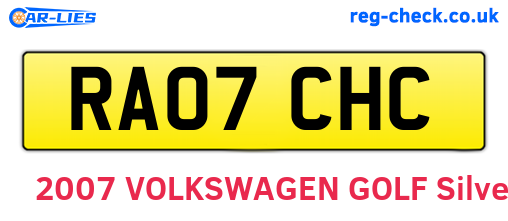 RA07CHC are the vehicle registration plates.