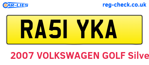 RA51YKA are the vehicle registration plates.