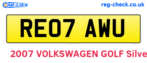 RE07AWU are the vehicle registration plates.