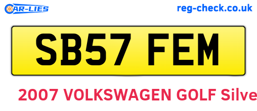 SB57FEM are the vehicle registration plates.
