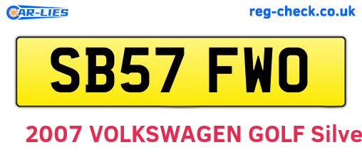 SB57FWO are the vehicle registration plates.
