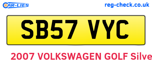 SB57VYC are the vehicle registration plates.