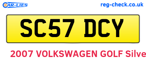 SC57DCY are the vehicle registration plates.