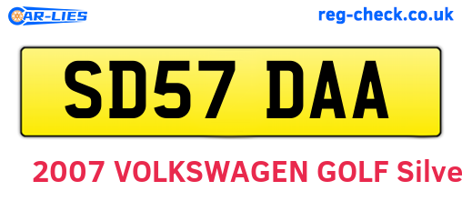 SD57DAA are the vehicle registration plates.