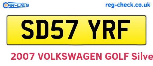 SD57YRF are the vehicle registration plates.