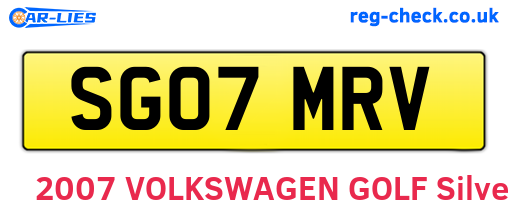 SG07MRV are the vehicle registration plates.