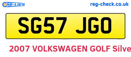 SG57JGO are the vehicle registration plates.