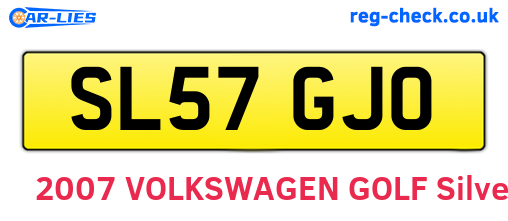SL57GJO are the vehicle registration plates.