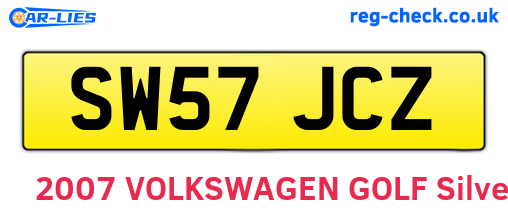 SW57JCZ are the vehicle registration plates.