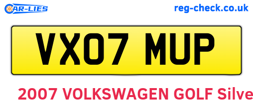VX07MUP are the vehicle registration plates.