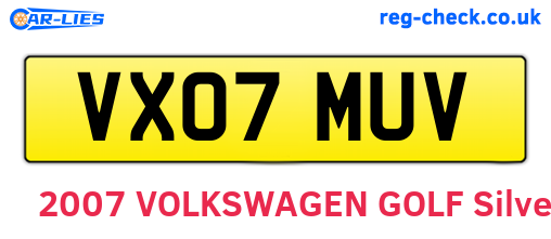 VX07MUV are the vehicle registration plates.